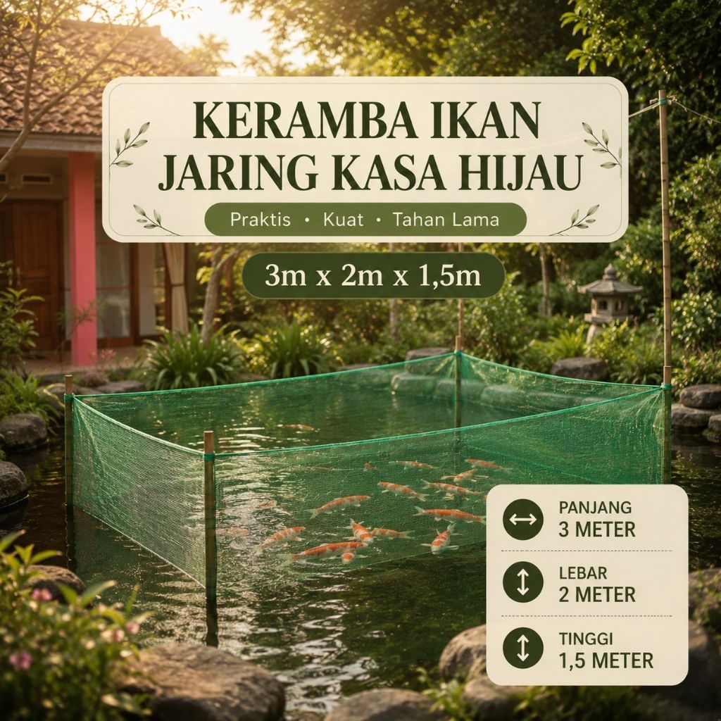 K3215 - Keramba jaring apung ikan 3x2x1,5 karamba siap pakai sortir pembesaran  plus tali pengikat t