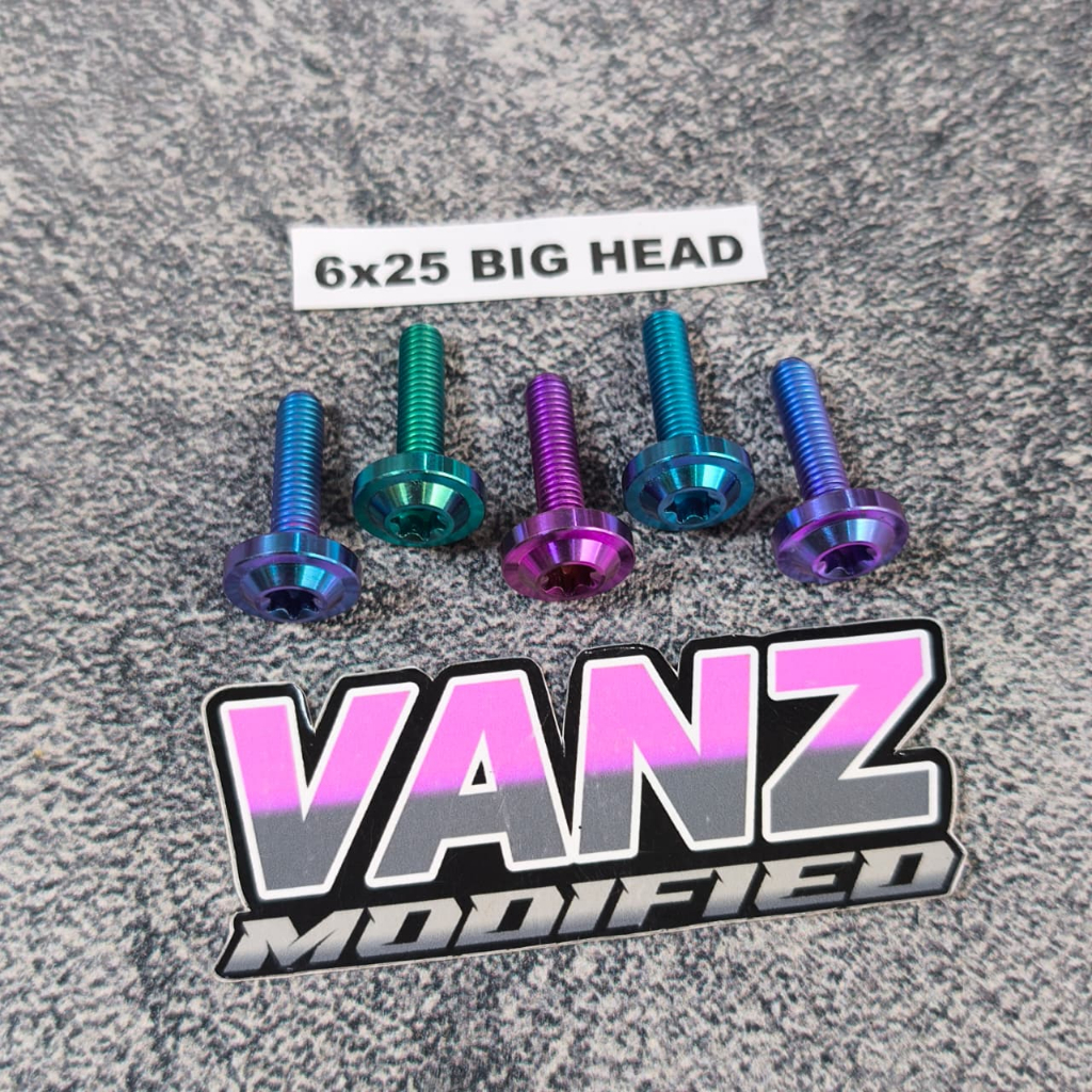 Baut Probolt Titanium M6X25 Bighead Drat 10 Panjang 2.5cm / baut titanium m6X25 bighead titanium