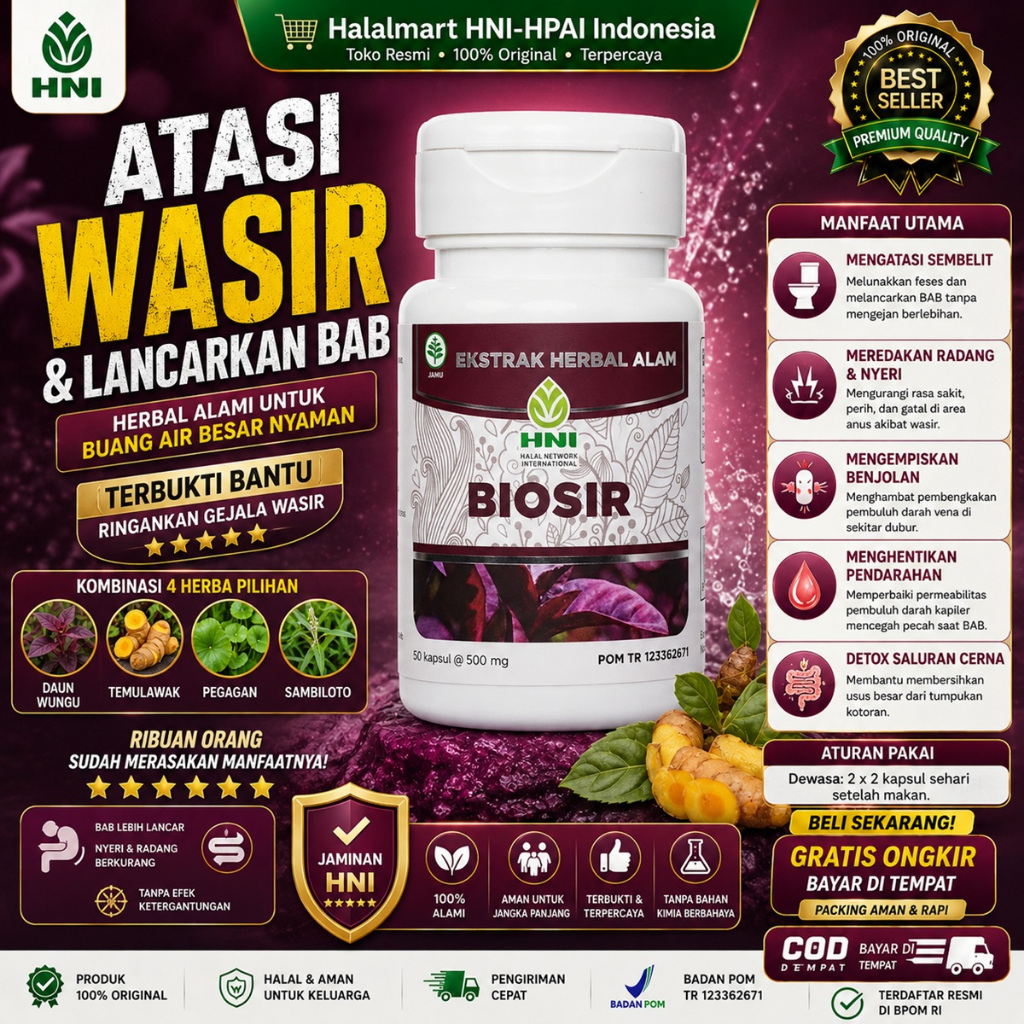 BIOSIR HNI HPAI Original Obat Ambeien Wasir Berdarah Ampuh Menghilangkan Benjolan Dubur Nyeri Bengka