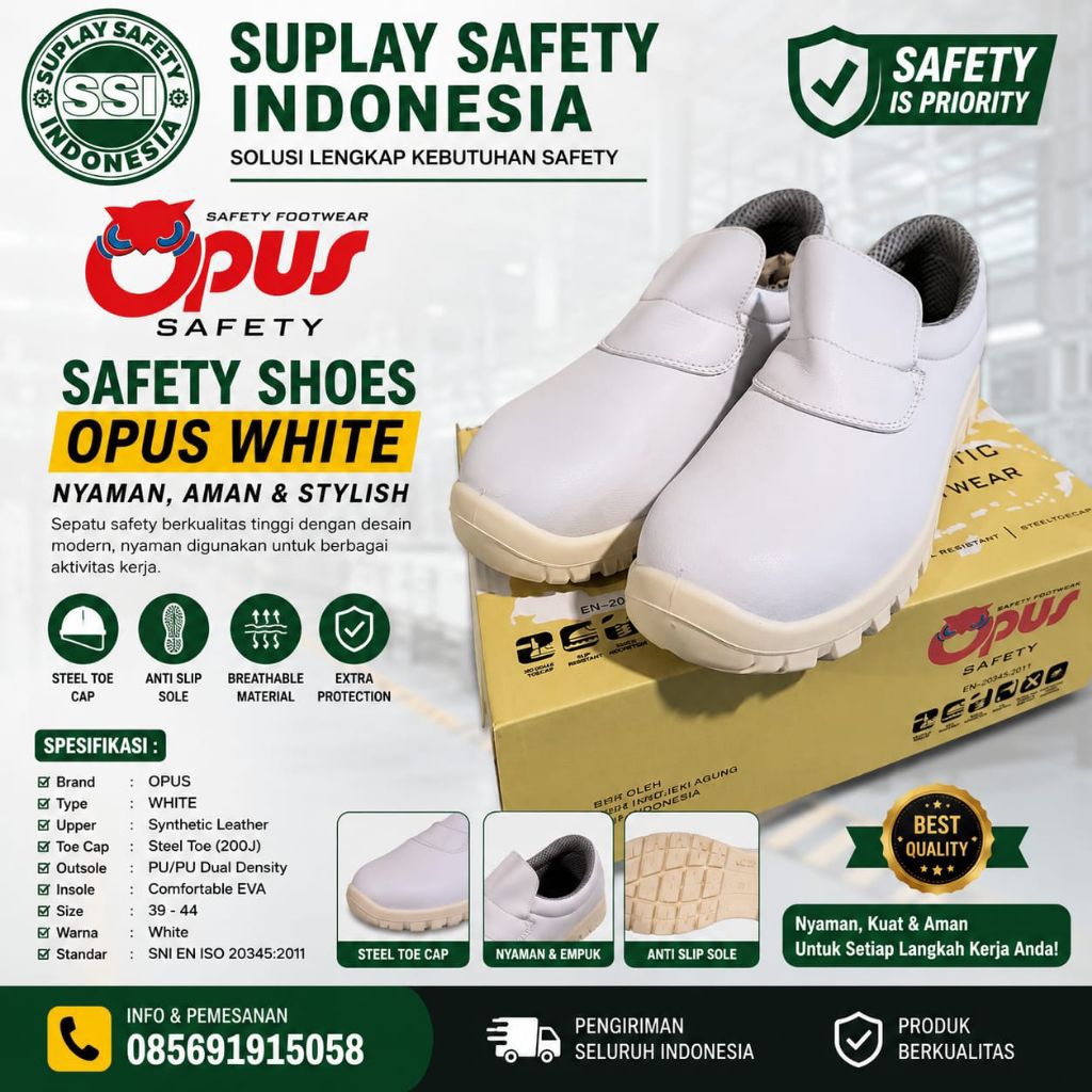 SEPATU SAFETY WAHITE DARI OPUS - OPUS WHITE - SAFETY OPUS WHITE - SAFETY SHOES