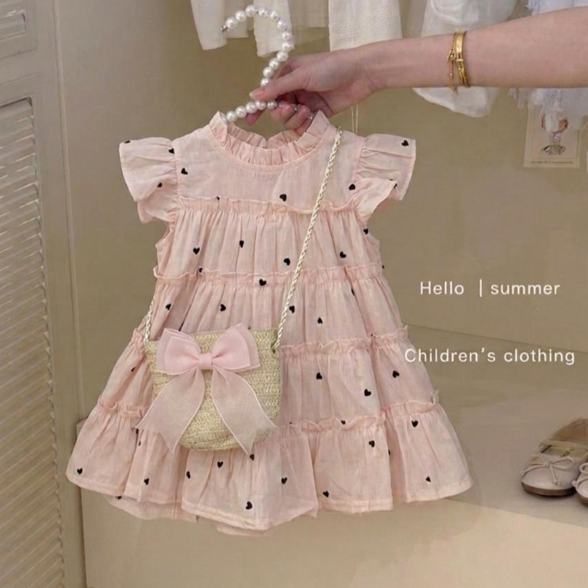 [Sweetie Dress] Gaun Ruffle Anak Balita Free Tas Cantik | Dress Pesta Anak Cewek Korea Style Premium