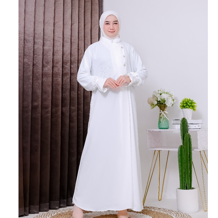 Gamis Clarissa- (Exslusif) Dress series tanpa hijab bahan sabrina anti UV abaya gamis terbaru ( Busu
