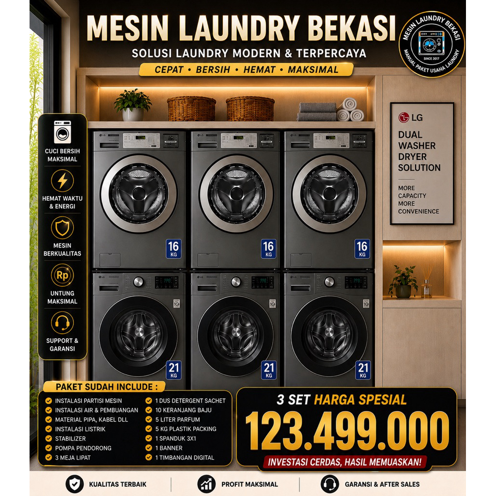 MESIN LAUNDRY SELF SERVICE MESIN CUCI LG 20 KG DRYER GIANT MAX