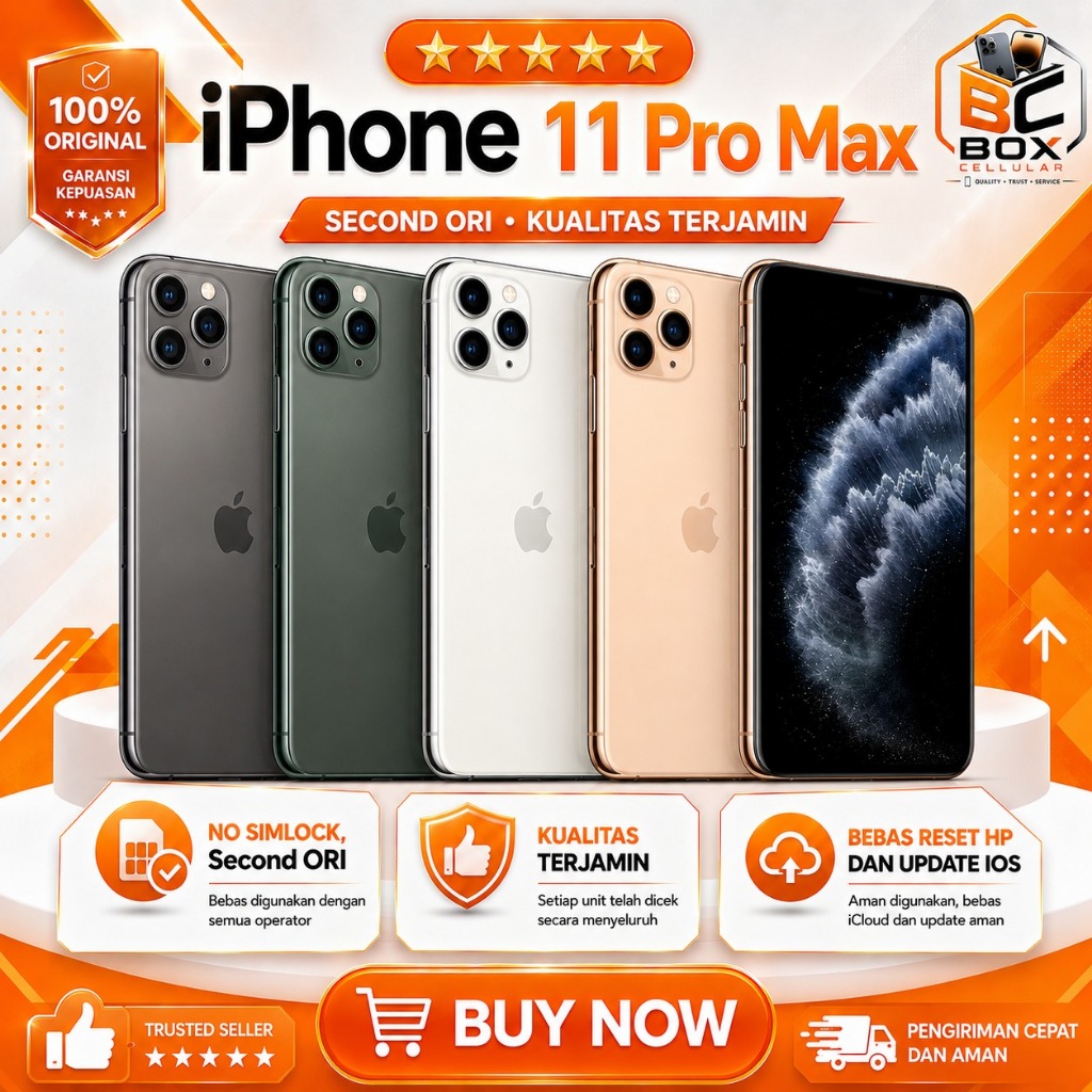 IPHONE 11 PRO MAX 64GB 256GB 512GB SECONDHAND LIKE NEW KONDISI FITUR NORMAL AMANAH TERPERCAYA