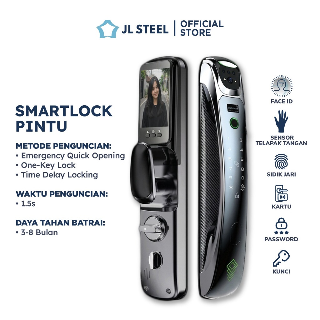 JLDOOR Smart Door Lock 3D Face Recognition Fingerprint