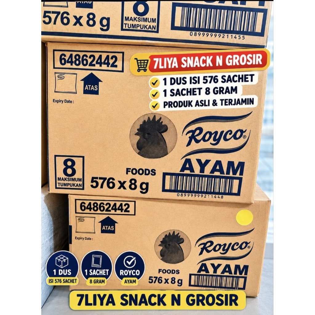 1 dus Royco Ayam Sachet 8gr 1 Dus Isi 576 Sachet | Penyedap Rasa Ayam Royco Asli Grosir Murah | Royc