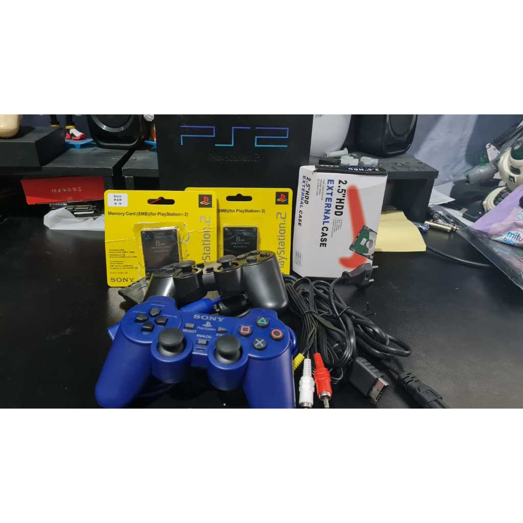 Sony PS2 FAT Playstation 2 Seri 5 Matrix 3.0 Full Set 2 Stick MC Boot Hardisk 250GB Game Memory