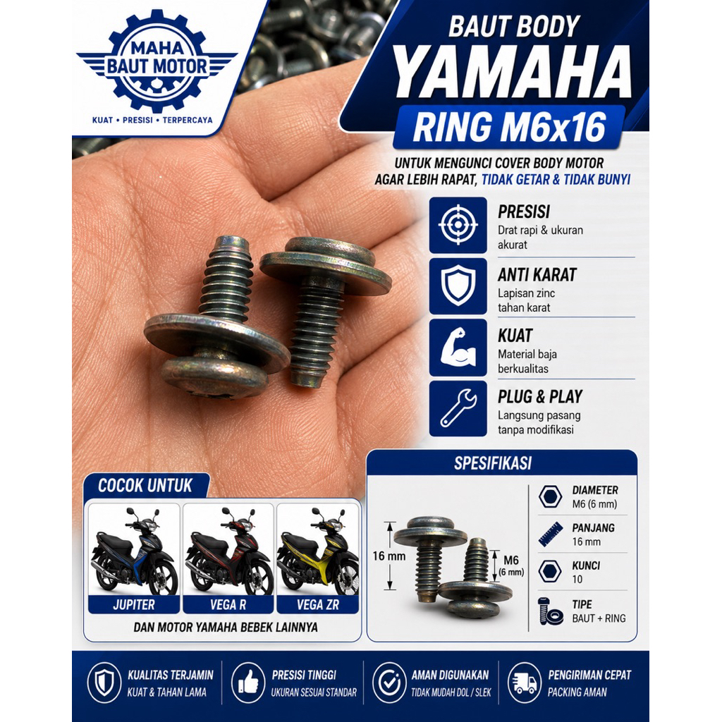 BAUT BODY YAMAHA RING M6X16 || BAUT BODY YAMAHA BEBEK M6x16