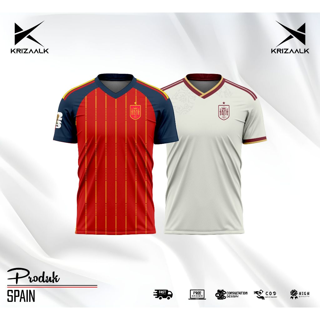 READY KRIZALK-JERSEY SPAIN HOME & AWAY TERBARU PIALA DUNIA 2026 JERSEY WORLD CUP SPANYOL GRATIS NAMA