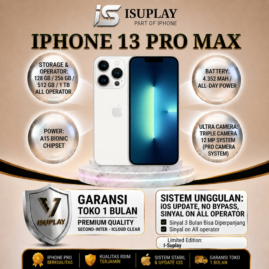 IP 13 PRO MAX 128GB 256GB  FULLSET SECOND INTER MULUS 100% Original