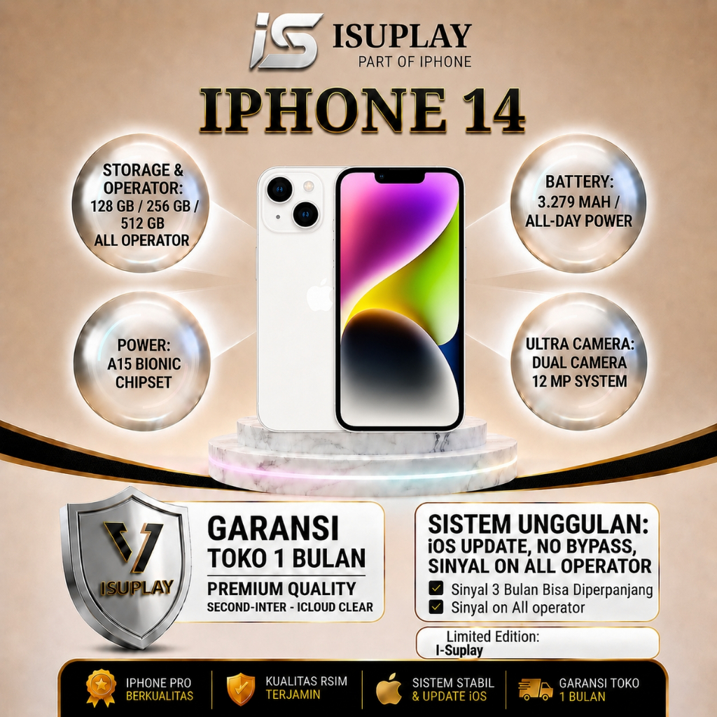 IP 14 128GB 256GB FULLSET SECOND INTER MULUS 100% Original