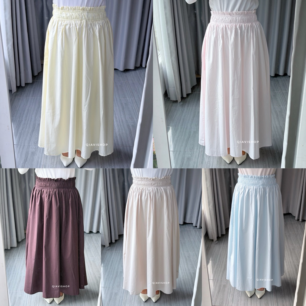 Rok Panjang Wanita bahan katun Poplin Premium / Rok Megar / Rok Panjang Swing Able / Rok katun Payun