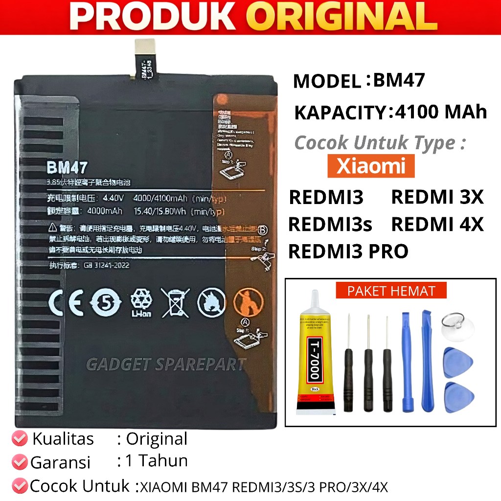 BATERAI XIAOMI REDMI 3 / BATERAI XIAOMI REDMI 3S / REDMI 3 PRO / REDMI 3X / REDMI 4X / BATERAI XIAOM