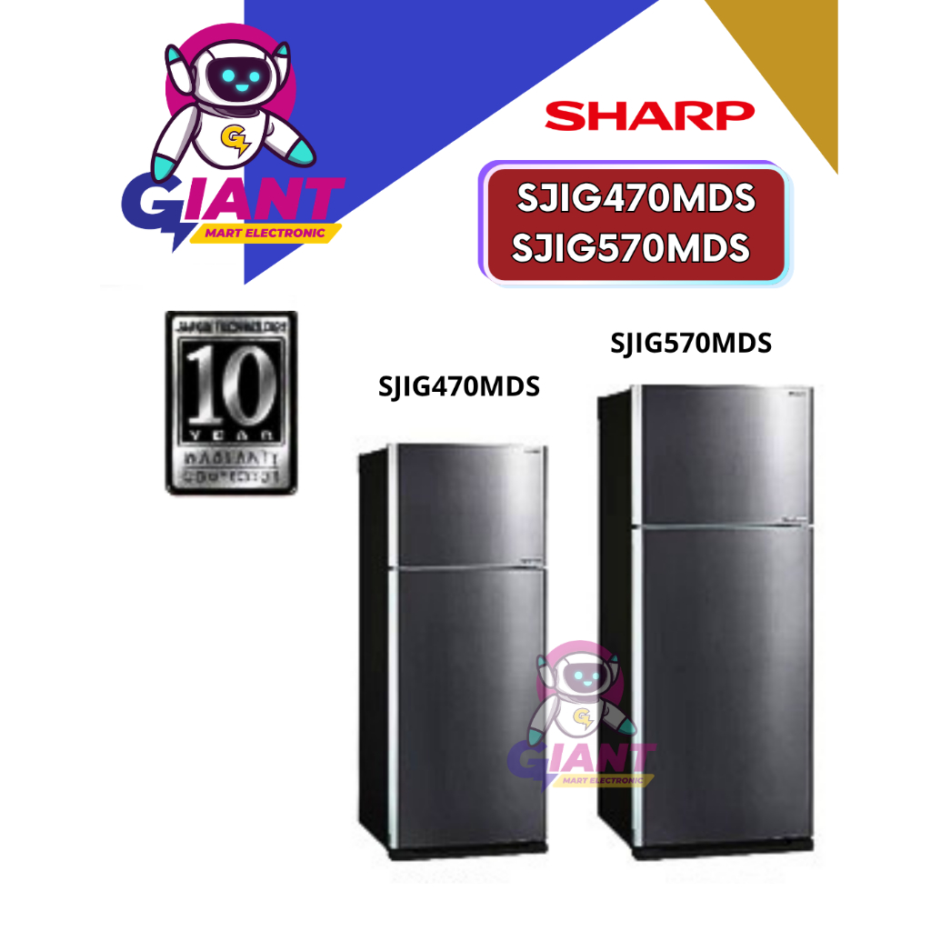 KULKAS 2 PINTU SHARP SJIG470MDS/SJIG570MDS / SJ-IG470M-DS/SJ-IG570M-DS J-TECH INVERTER