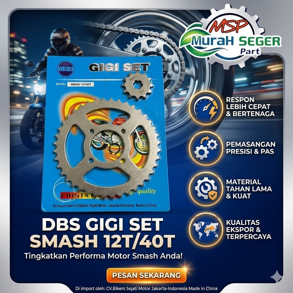 GEAR GIR SET DEPAN BELAKANG SMASH 40 T KUALITAS TERJAMIN HARGA TERJANGKAU