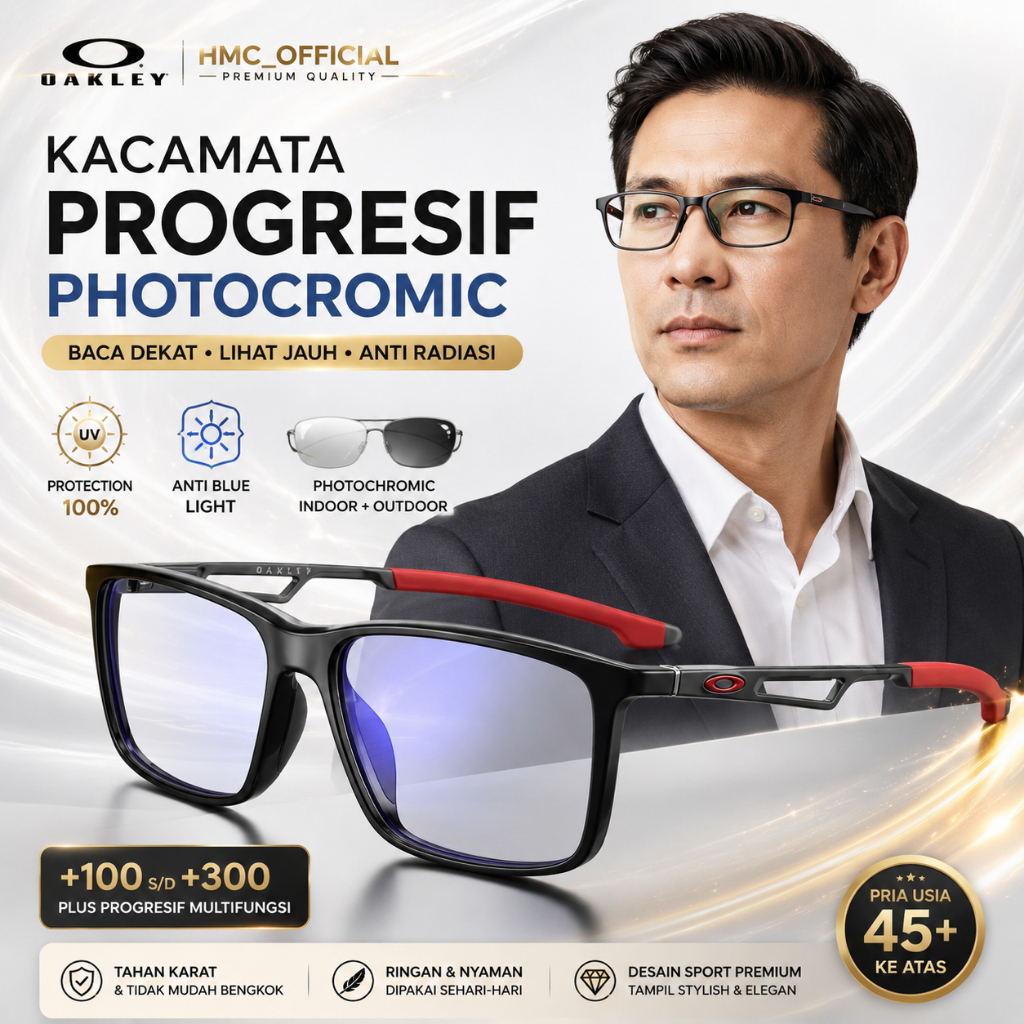 OAKLEY Kacamata Baca Dan Jalan Photocromic Pria Sport Usia 45 Ke Atas Kaca Mata Plus Rabun Dekat