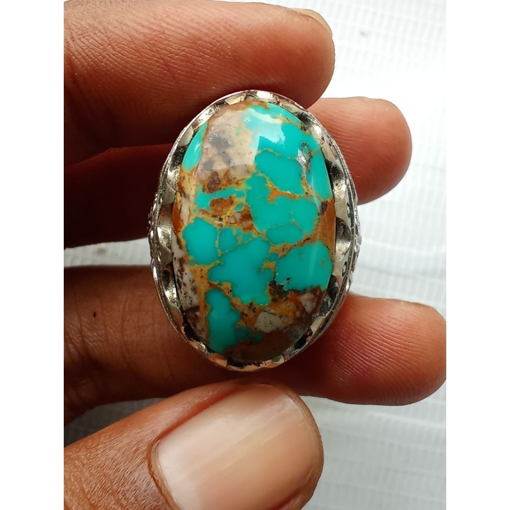 Batu Pirus PERSIA tosca Hijau solid Padas emas