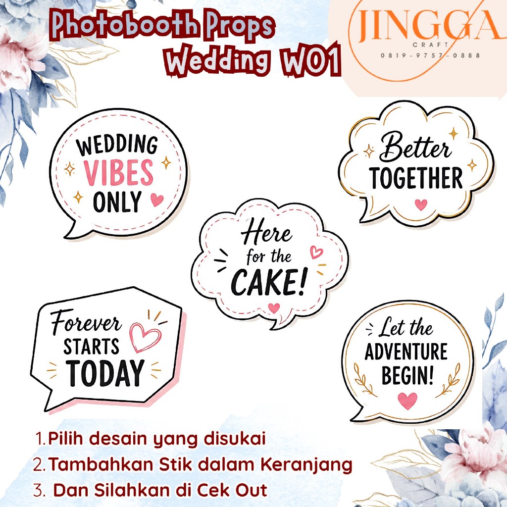 Photobooth MURAH - CUSTOM - TANPA PO | Photobooth Props Pernikahan - Wedding | Hiasan Pegangan Foto 