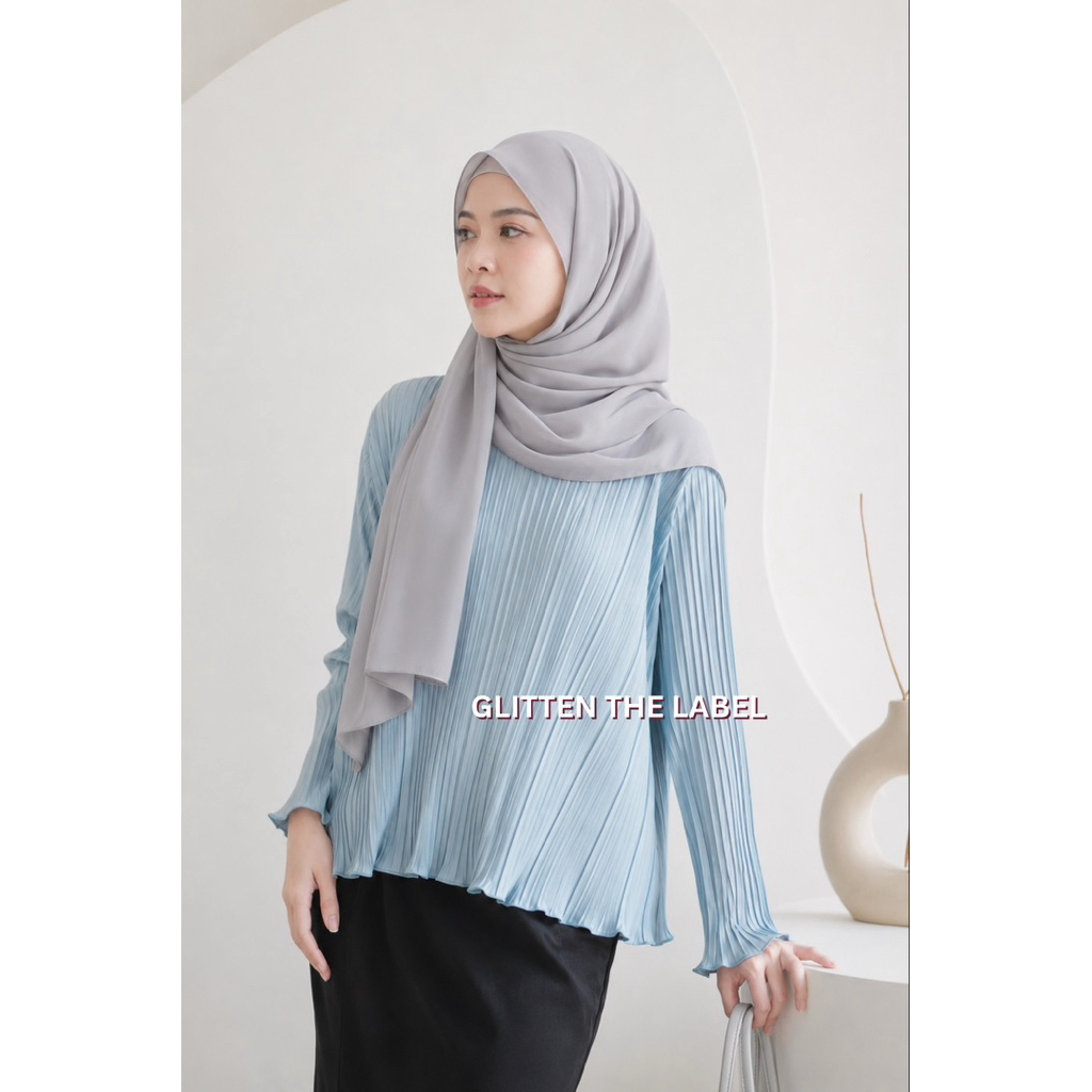 GLITTEN THE LABEL - Atasan Plisket BB Wavy Lengan Panjang / Top Plisket Lengan Panjang / Top Plisket