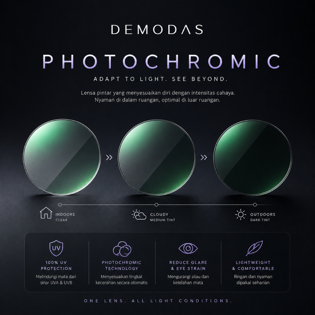DEMODAS Lensa Photocromic 1.56 Normal Minus Silinder Plus Demodas Glasses