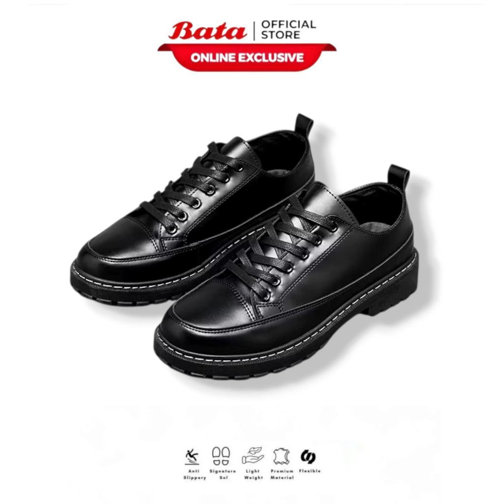 BATA Sepatu Formal Docmart Pria Jossie Docmart Hitam Sepatu Carlos Kekinian Terbaru