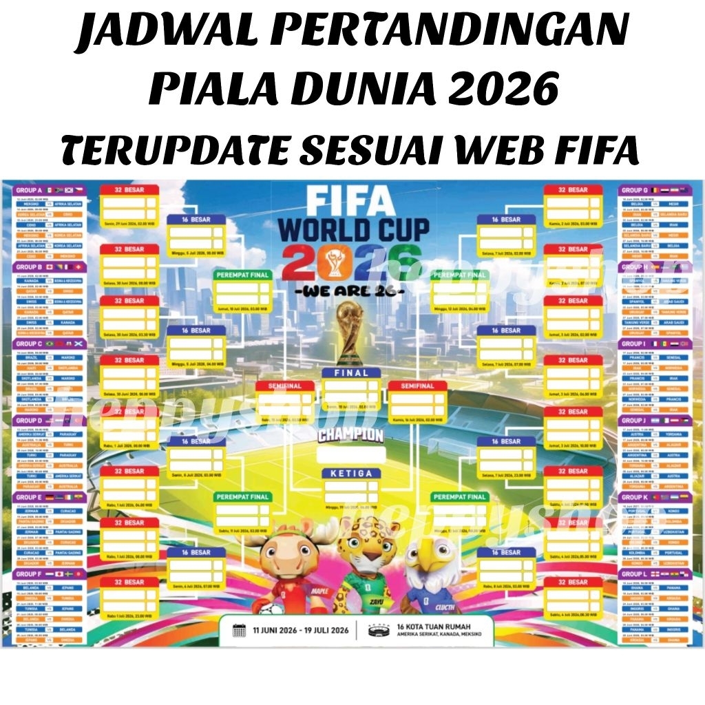 Poster Piala Dunia Jadwal FIFA World Cup 2026