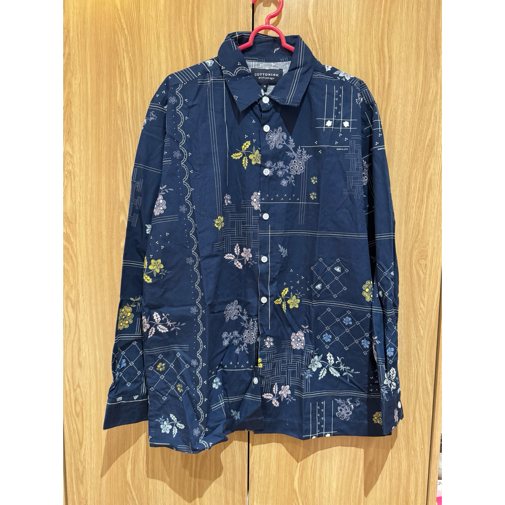 COTTONINK - Atasan Kemeja Pria  Nawa Rekah Biru Laut