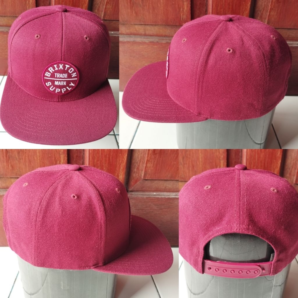 Topi snapback BRIXTON vintage maroon merah marun second preloved