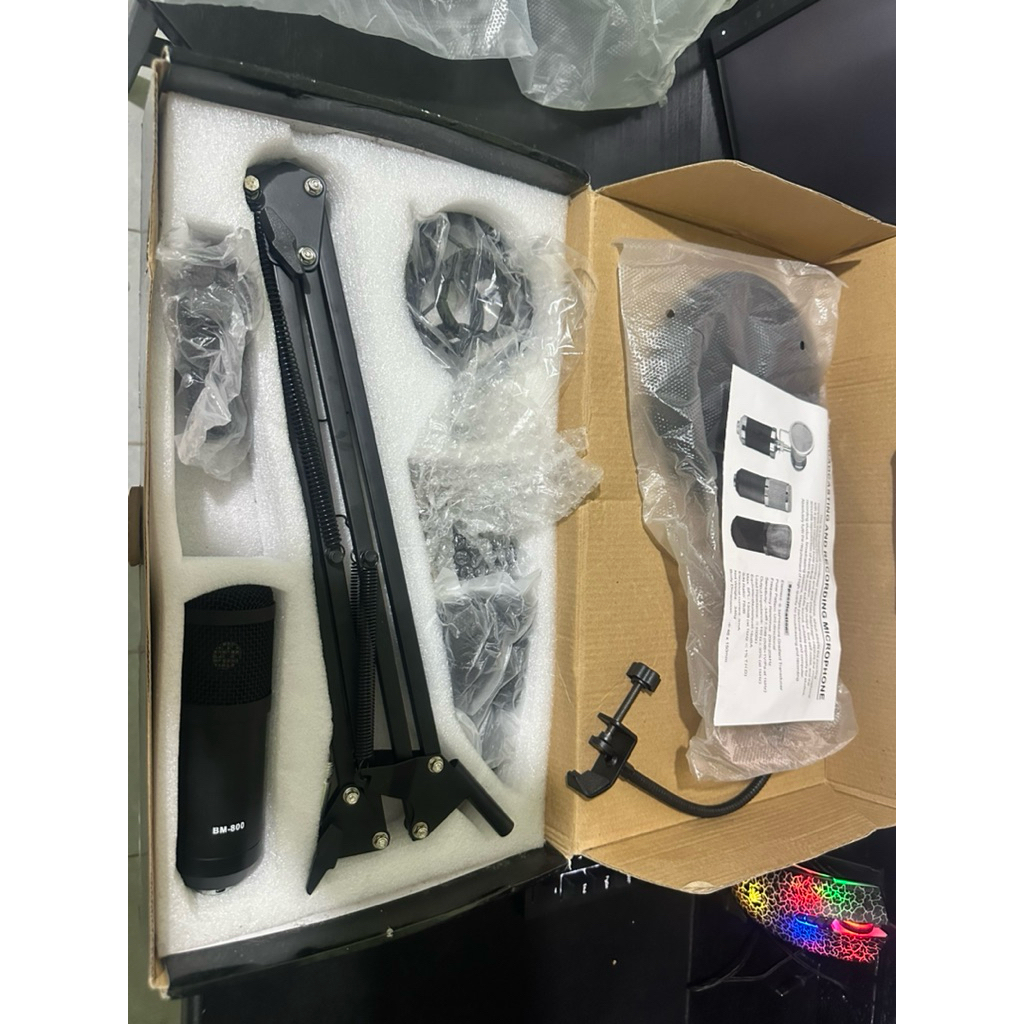 mic condenser bm800 full set dengan stand meja