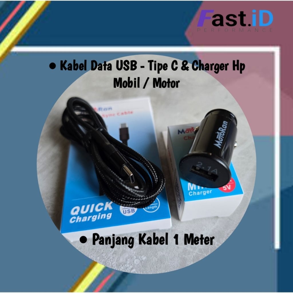 Paket Charger + Kabel Data Car Charger - Motor Beat Deluxe Scoopy Nmax Fazzio