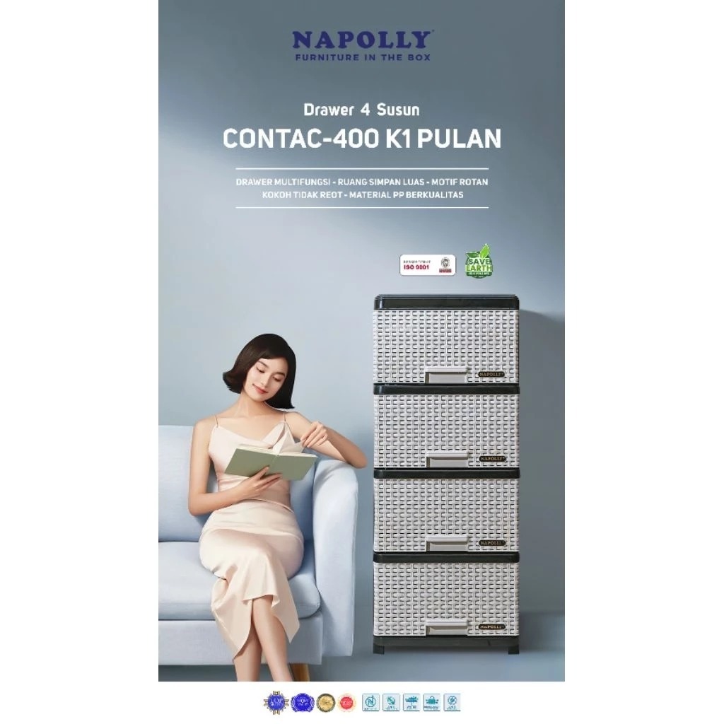 Lemari Plastik Laci Napolly 5 Susun / 5 Laci CONTAC