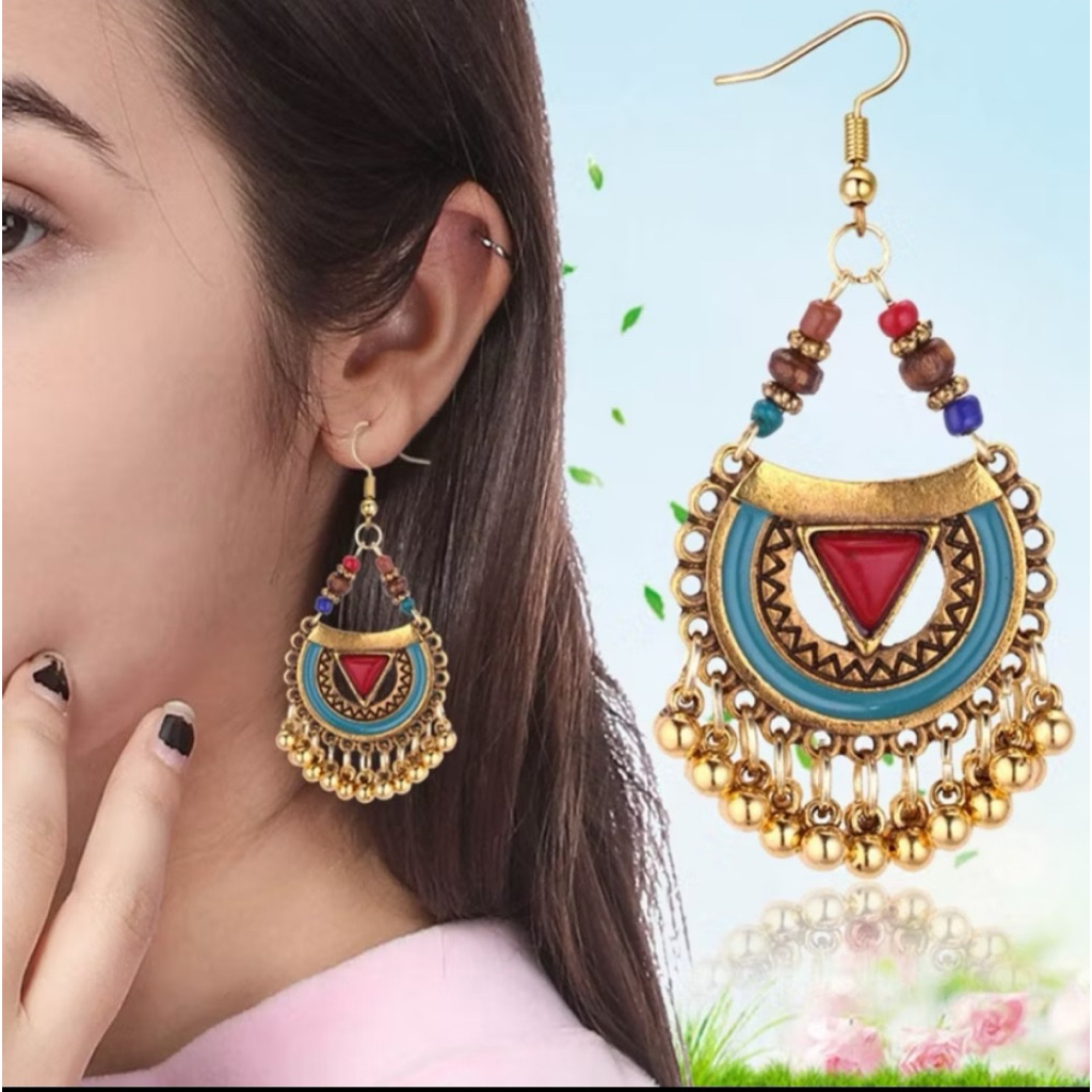 Anting Ethnic Retro Fashion Boho Earrings | Anting Vintage Ukir Bohemian Gypsy