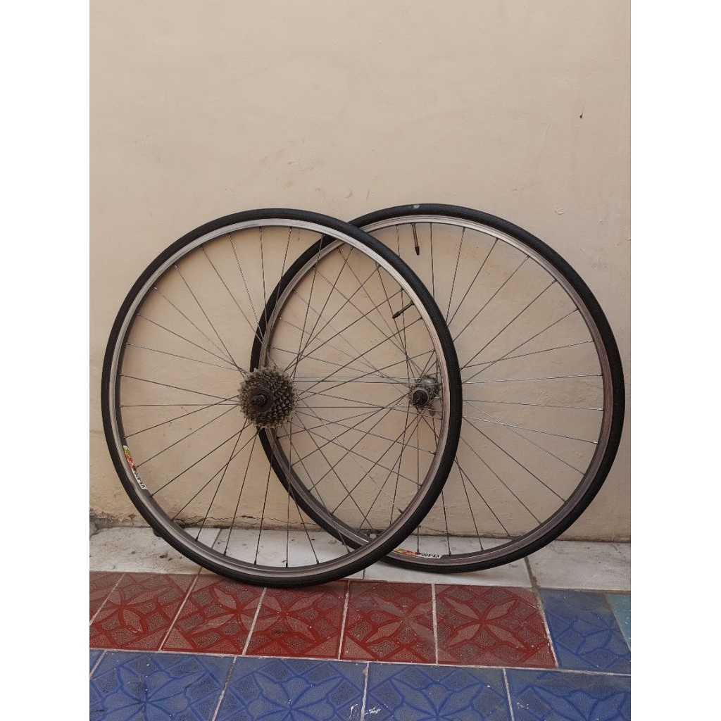 Wheelset Vintage Araya VX 400 700C 32 Hole Japan Hub Shimano Alivio Paralax 7 Speed Sepeda Balap Jad