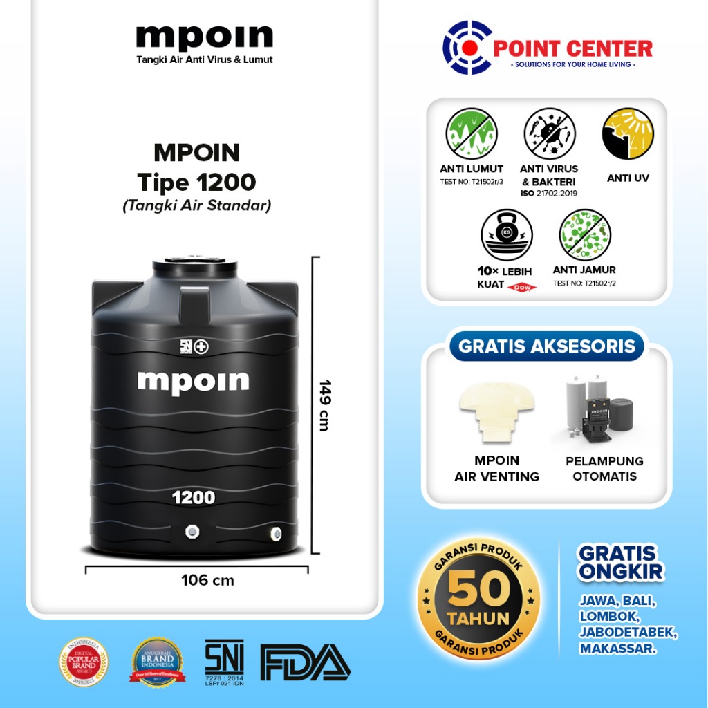 TERHEMAT MPOIN PLUS TANGKI TOREN TANDON AIR 1200 WAVE - 1600 WAVE - 2400 WAVE - 3600 WAVE - 5500 WAV