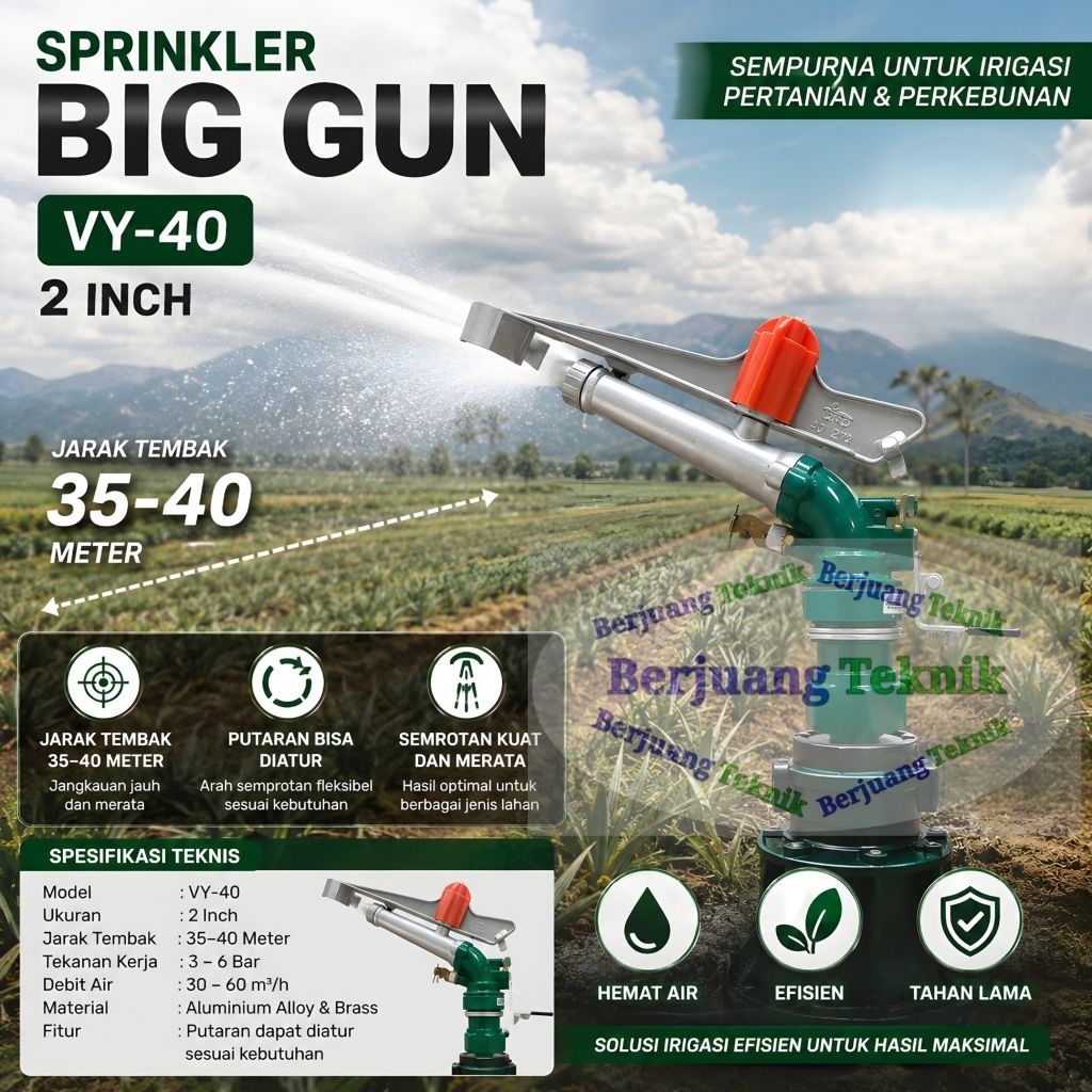 Sprinkler Big Gun 2 inch VY-40/ 40 PY jarak tembak 35-40 meter || Sprinkler Pertanian dan Alat Penyi