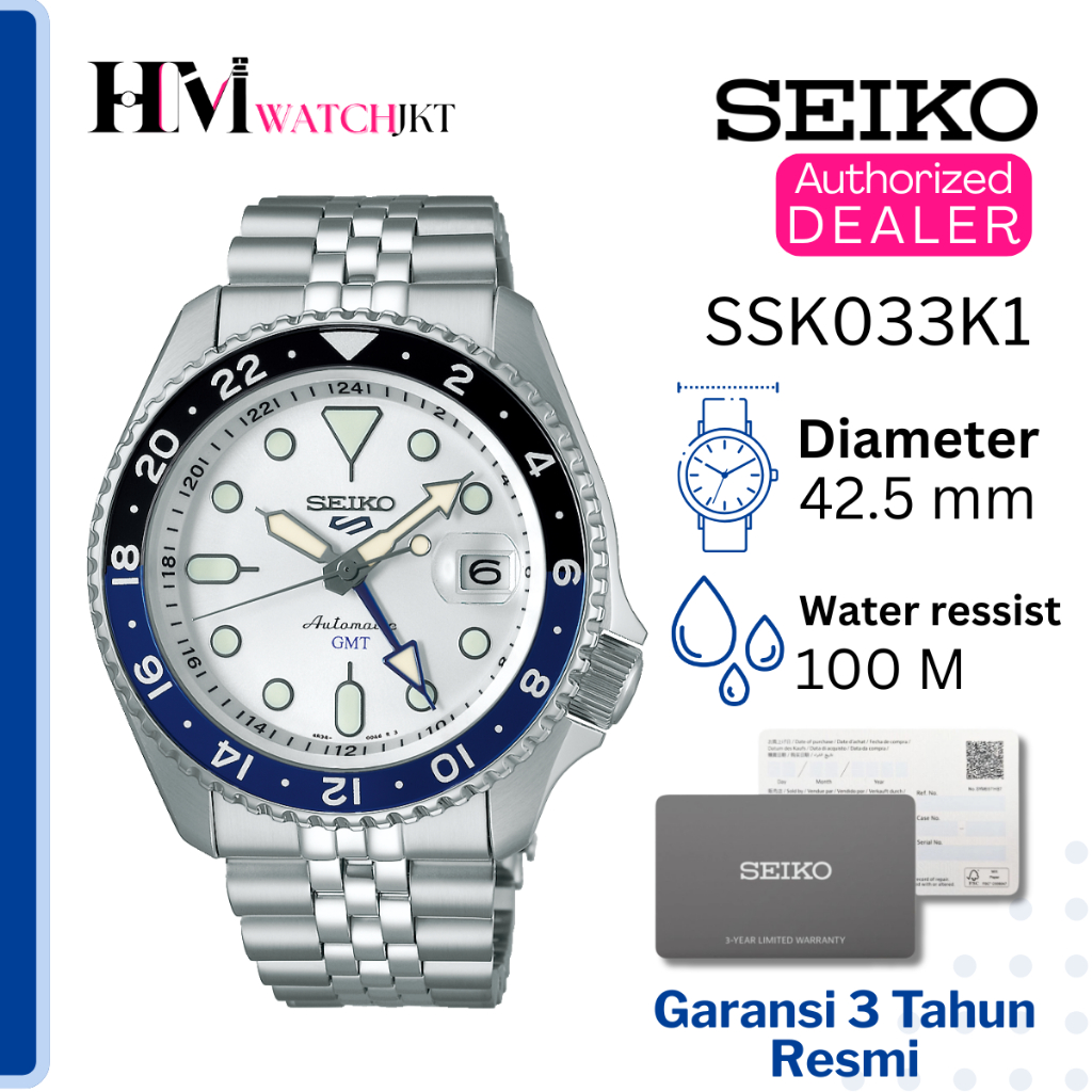 SEIKO 5 Sport GMT SSK033K1 Jam Tangan Pria Original Analog Automatic GMT Diver Antiair