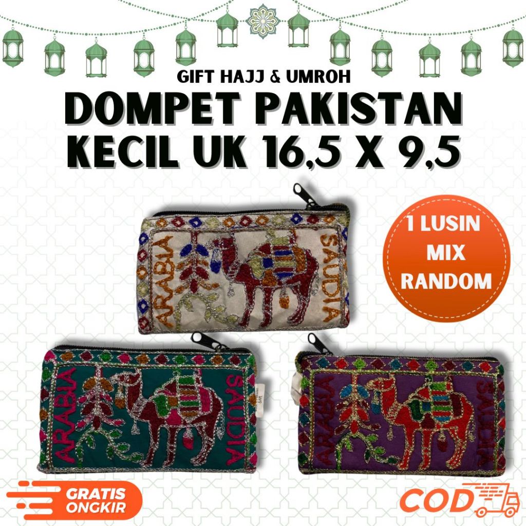 DOMPET PAKISTAN KECIL 1 LUSIN RANDOM UKURAN 16,5 X 9,5 CM DOMPET KOIN DOMPET SOUVENIR HAMPERS MOTIF 