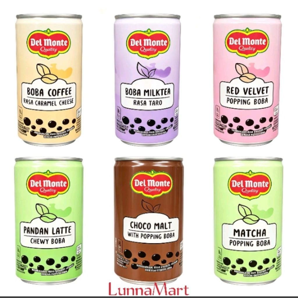 Del Monte Matcha Popping Boba 240 ML /6 Varian Rasa.