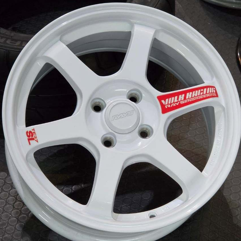 Velg Mobil Alloy Rep. Volk Rays TE37 SL Ring 16 Lebar 7 ET 38 PCD 4x100 Putih