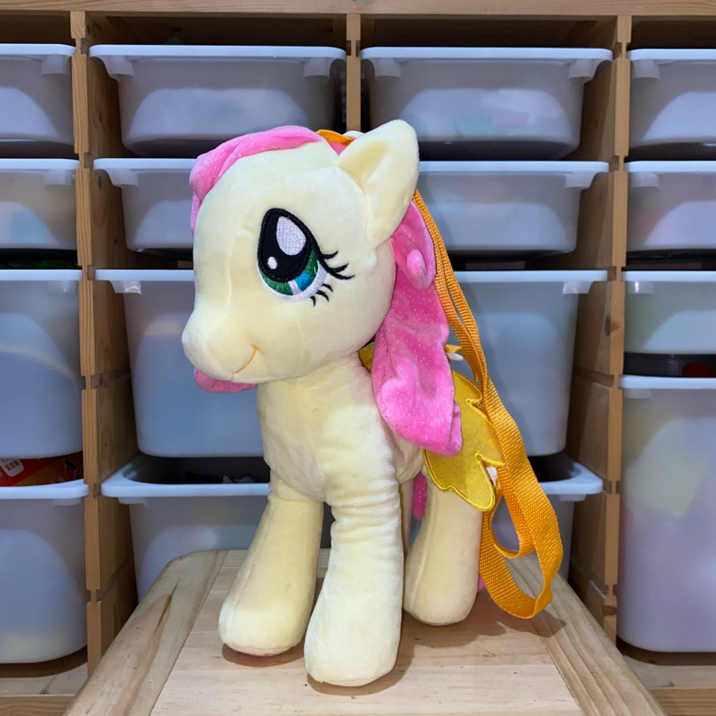 Original Hasbro My Little Pony Cuddle Fluttershy Plush Bag - Tas Sling Bag My Little Pony Fluttershy