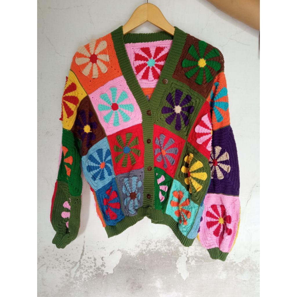 flower patchwork cardigan crochet