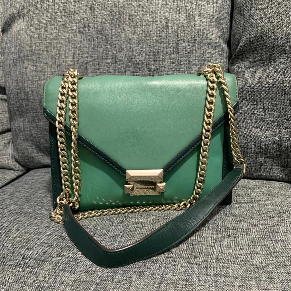 Preloved Tas Michael Kors Whitney Shoulder Sling Green Authentic Original