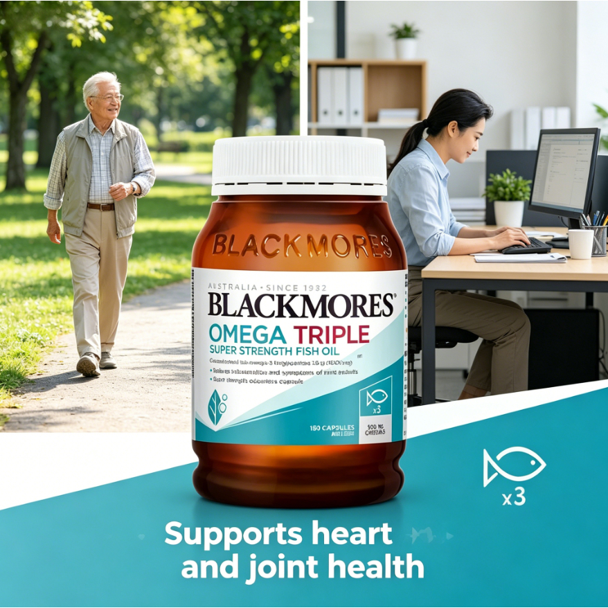 100% Authentic/Blackmores Omega Triple Super Strength Fish Oil 150 Capsules Multi Vitamin Organ Jant