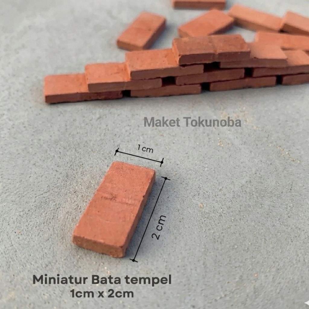 100 pcs Miniatur Batu Bata Tempel Merah Terakota - Bahan Maket Arsitektur Diorama Rumah