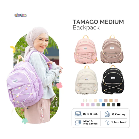 Himeku TAMAGO MEDIUM Backpack - Tas Sekolah Medium - Ransel Kanvas Wanita