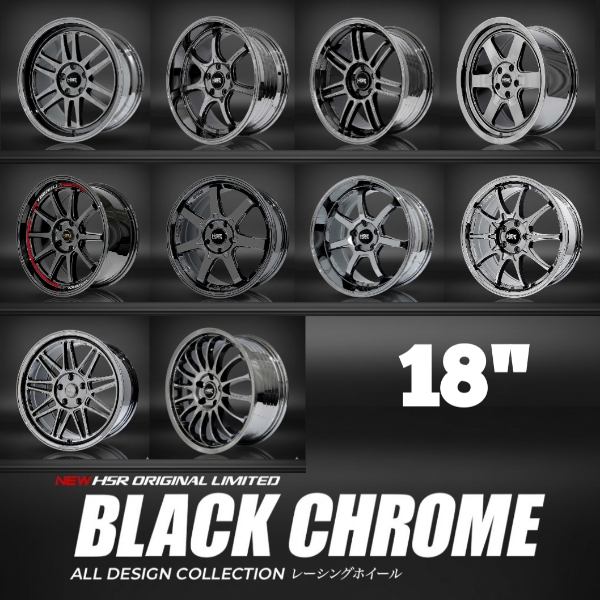 Varian Velg HSR Black Chrome Ring 18 Hole 5 - Velg Black Chrome R18