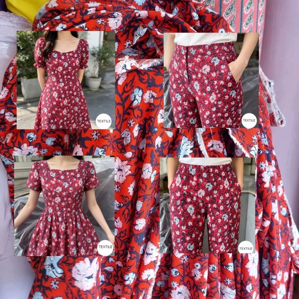 Kain Tekstil Rayon Crepe Premium Halus Jatuh - Bahan Buat baju daster celana dll Harga per 1 meter