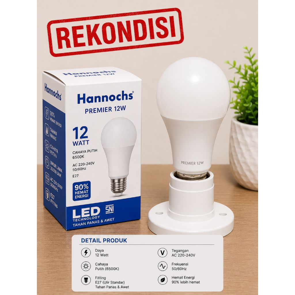 lampu LED hannochs 12 Watt rekondisi