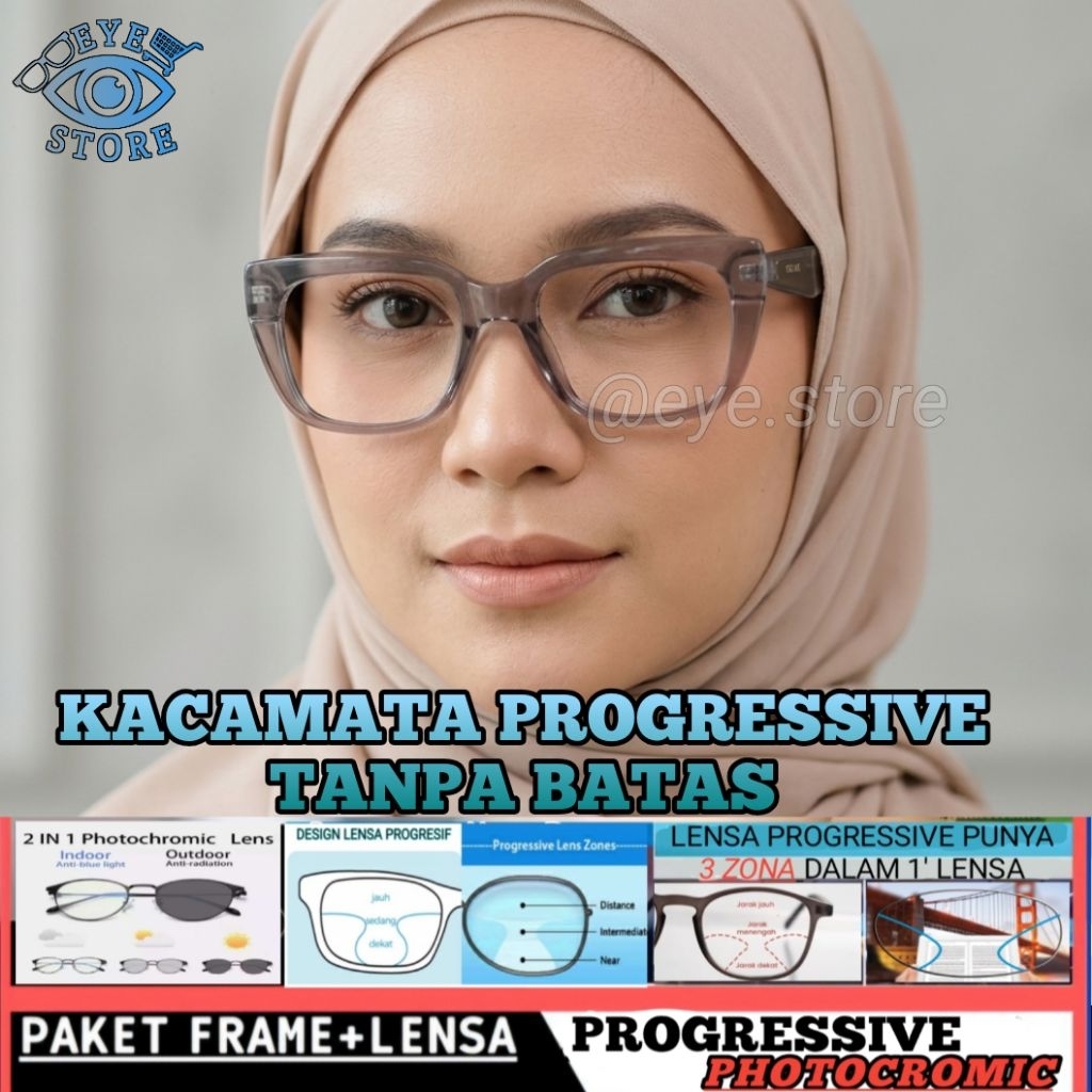 KACAMATA PROGRESSIVE PHOTOCROMIC KACAMATA BACA DAN JALAN LENSA PROGRESSIVE PRIA DAN WANITA FREAM 520