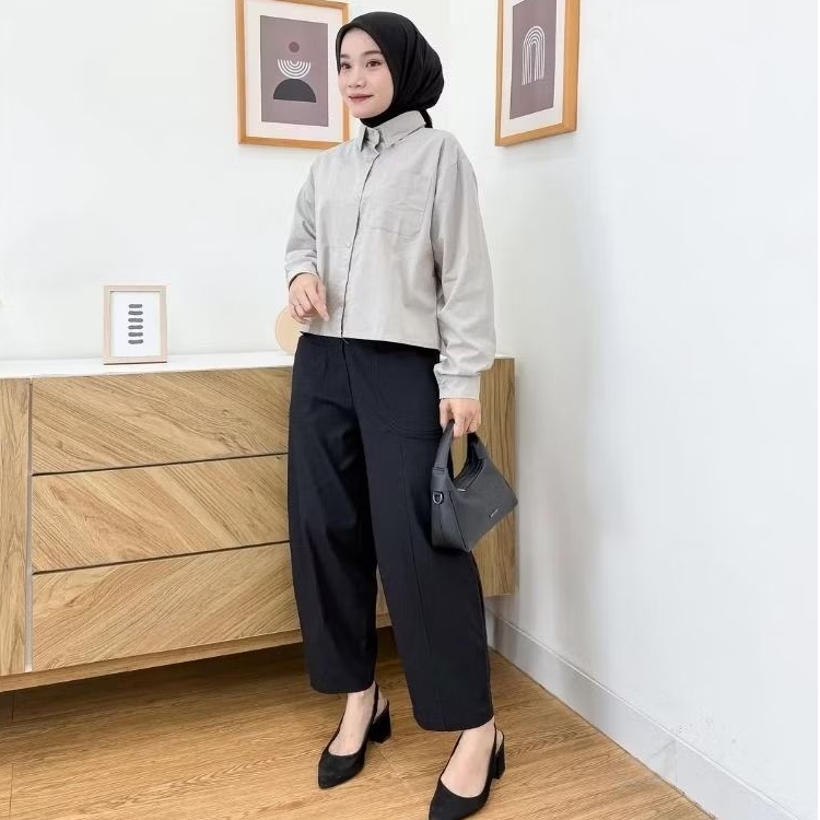Efabric - Maru Barrel Pants - Celana Panjang Wanita - Celana Soft Jeans - Celana Barrel - Celana Jea